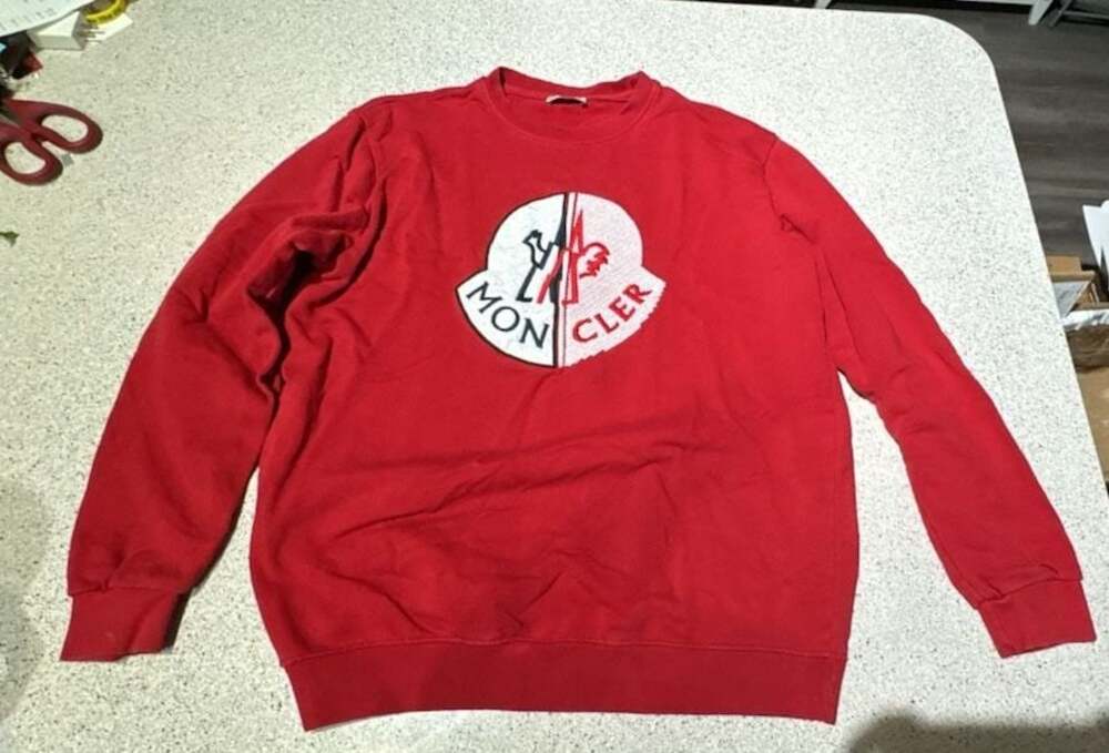 Moncler Large Logo Graphic Crewneck Sweatshirt in Red